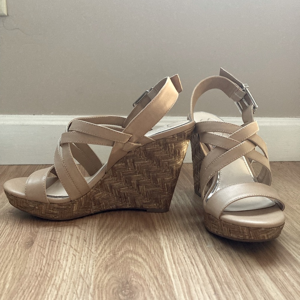 Beige wedges